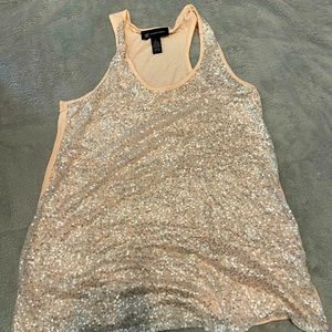 Inc Peach Silver Sequins Tank Top